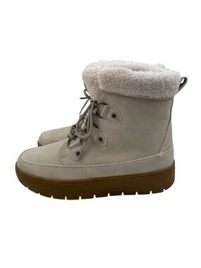 Falls Creek Anita Shearling Lined White Winter Boots Lace-Up Womens Size 9M